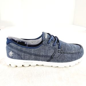 Skechers On-The-Go Goga Mat Boat Shoes Sneaker Womens Sz 7.5 Navy Blue Resalyte